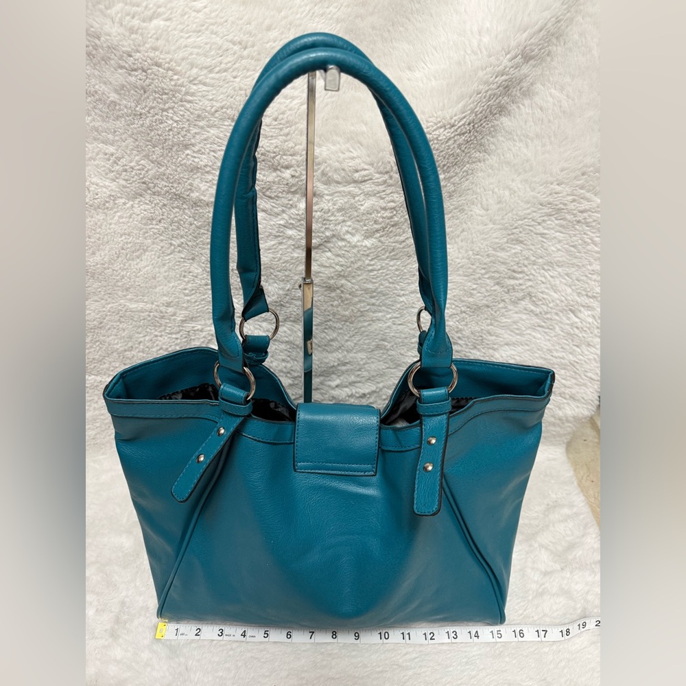 Stylish Blue Leather Tote Bag - Picture 7 of 11